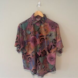 VINTAGE Women’s Jeri Marque by C’Mon Sportsman Abstract Button Up‎ Shirt Size 8